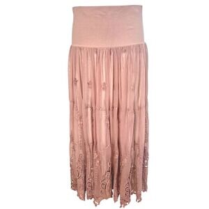 NWT Sundance Alcott Lace Skirt Mauve Tulle Floral Embroidered Midi Large